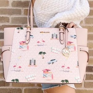 NWT Michael Kors Gilly Large Drawstring Tote Light Powder Blush Pink MK Miami